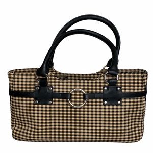 Longaberger Black and Tan Gingham Handbag